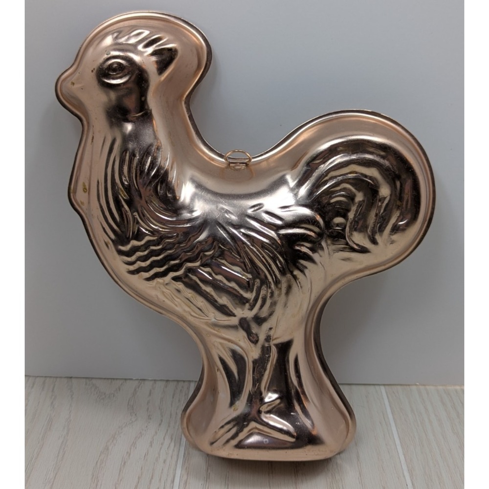 Copper Rooster jello gelatin Mold Pan wall hanging vintage